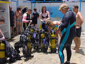 Estudiantes en una excursión de submarinismo